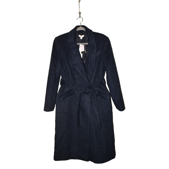TOPSHOP NEW $168 Manhattan Belted Coat in Petrol Size 8 - Picture 1 of 3